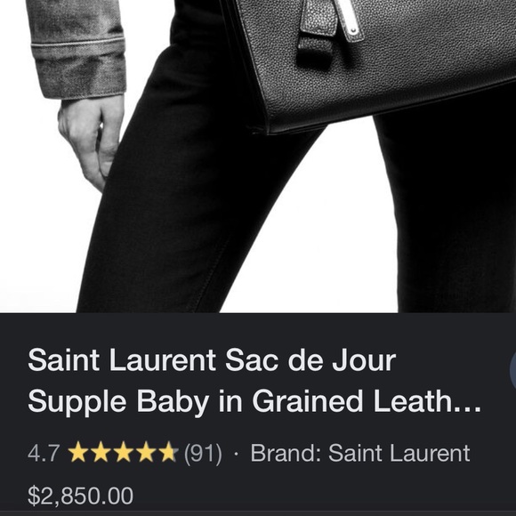 100% Authentic Like-New YSL Sac de Jour Baby - Soft Black Leather Crossbody Tote - Picture 9 of 11